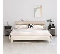ShCuShan HAMAR Lot de 2 tables de chevet Gris clair 40 x 35 x 62 cm Bois de pin, table de chevet, table basse avec tiroir, poignée, compartiment ouvert, pour chambre à coucher, salon