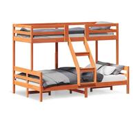 ShCuShan Lit superposé 80 x 200/120 x 200 cm, marron cire, lit superposé, lit double, multifonction, avec escaliers et armoires, garde-corps stable adapté pour les enfants, Ragz