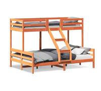 ShCuShan Lit superposé 80 x 200/140 x 200 cm, marron cire, lit superposé, lit double, multifonction, avec escaliers et armoires, garde-corps stable adapté pour les enfants, Ragz