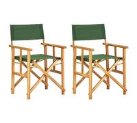 ShCuShan Lot de 2 chaises de réalisateur en bois massif d'acacia verts, chaise de réalisateur pliable en acier tubulaire, fauteuil ergonomique économise de l'espace en toile pour camping, mer, plage