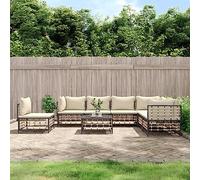 ShCuShan Salon de Jardin 8 pcs avec Coussins Anthracite résine tressée,Petit Salon De Jardin Exterieur,Salon Terrasse,Hesperide Salon Jardin