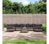 ShCuShan Salon de Jardin 8 pcs avec Coussins Anthracite résine tressée,Petit Salon De Jardin Exterieur,Salon Terrasse,Hesperide Salon Jardin