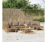ShCuShan Salon de Jardin 8 pcs avec Coussins Taupe Bambou,Petit Salon De Jardin Exterieur,Salon Terrasse,Hesperide Salon Jardin