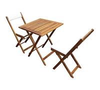 ShCuShan Set de Bistrot 3 pcs Pliant avec Oreillers Massifs Acacia,Meubles Bar de Jardin,Coin Bar de Jardin Cour Extérieur