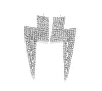 Shcyee Boucles d'oreilles éclair tendance avec strass - Grand cocktail - Cadeau tendance pour femme, Zinc, Strass