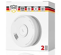 SHD Détecteur de fumée Kit de Piles remplaçables (2X) - DIN EN14604 Testé & Certifié BSI, Détecteur d'incendie Fonction Silence & autotest, Détecteur de fumée adapté, Support magnétique