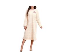 SHDEYAVK, Chemise De Nuit Femme Hiver Chemise de nuit chaude d'hiver for femmes, t-shirt à manches longues en flanelle épaisse, haut en molleton de corail doux, robe de pyjama, vêtements de maison(XXL
