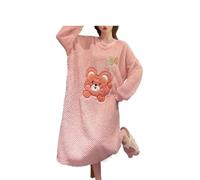 SHDEYAVK, Chemise De Nuit Femme Hiver Chemise de nuit en molleton de corail épais 5XL for femmes, pyjama grande taille, automne hiver, robe de maison épaisse, vêtements de détente doux avec dessin ani