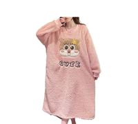 SHDEYAVK, Chemise De Nuit Femme Hiver Chemise de nuit en molleton de corail épais 5XL for femmes, pyjama grande taille, automne hiver, robe de maison épaisse, vêtements de détente doux avec dessin ani