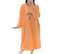 SHDEYAVK, Chemise De Nuit Femme Hiver Femmes flanelle velours chemise de nuit automne hiver épaissir chaud chemise de nuit vêtements de nuit de dessin animé confortable femme casual vêtements de maiso