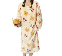 SHDEYAVK, Chemise De Nuit Femme Hiver Hiver à manches longues épais chaud flanelle chemises de nuit for les femmes décontracté rayé corail velours chemise de nuit col en v robe de nuit nuisette(02,XXL