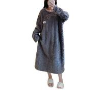 SHDEYAVK, Chemise De Nuit Femme Hiver Hiver Grande Taille à Manches Longues épais Chaud Flanelle Chemises de Nuit Femmes en Vrac Corail Velours vêtements de Nuit Robe de Nuit Chemise de Nuit(C,5XL)