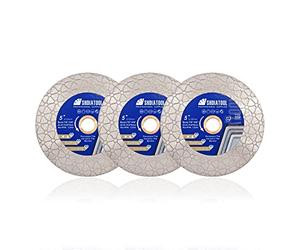 SHDIATOOL Diamond Saw Blade Disco de corte de azulejos 115mm Triángulos Forma de corte y molienda de porcelana azulejos de granito mármol cerámica mampostería, 3pcs