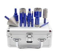 SHDIATOOL Forets Carrelage Diamant,Scie de carottage pour Porcelaine avec 6mm Carbure Positionnement/45mm Hex Chamfer/20mm Hex Barres de broyage, Foret 9pcs (6/8/10/12/20/25/28/32/35MM)