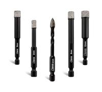 SHDIATOOL Forets diamantés pour carreaux de porcelaine, 6/8/10/12mm 4pcs Quick Fit avec 1pc 6mm Carbide Tip Bit pour Carrelage Céramique Marbre Granit Pierre