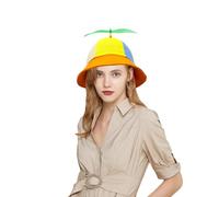 SHDIEHJFMLDH Casquette à Hélice,Casquette Hélicoptère,Colorée Hélice Casquette hélicoptère,DrôLe De Chapeau Seau,Convient aux adultes et aux enfants (Orange-57CM)