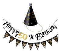 SHDOFN 1 Bannière Numérique Et 1 Chapeau d'anniversaire d'amour, Accessoires De Bricolage pour Le 50E Anniversaire, Décoration De Thème De Fête, Adaptée À La Création d'une Atmosphère De Célébration.