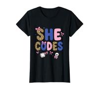 She Codes Informatique Leopard Bow Tech Coquette Girl T-Shirt