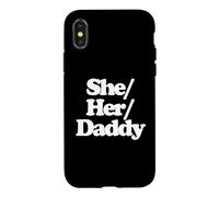 She/Her/Daddy - Funny Lesbian Gay Pride Queer LGBTQ+ Lesbienne Coque pour iPhone X/XS