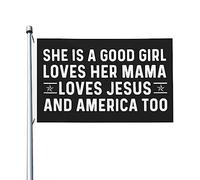 She Is A Good Girl Loves Her Mama Loves Jesus And America Too Drapeau pour chambre d'adolescent, drapeaux esthétiques double face, décoration murale pour chambre de fille 0,9 x 1,5 m, She Is A Good Gi