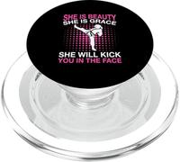 She is Beauty She is Grace She Will Kick You Karaté PopSockets PopGrip pour MagSafe
