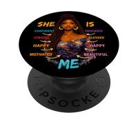 She is Me Beautiful Blessed Afro Melanine Black History Women PopSockets PopGrip Adhésif