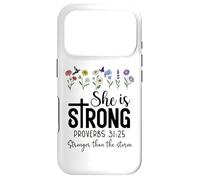 She is Strong Proverbs 31 25 She is Stronger Than The Storm Coque pour iPhone 17 Pro