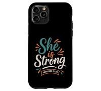 She is Strong Proverbs 31 25 - Verset biblique Vintage chrétien Coque pour iPhone 11 Pro