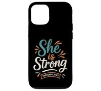 She is Strong Proverbs 31 25 - Verset biblique Vintage chrétien Coque pour iPhone 12/12 Pro