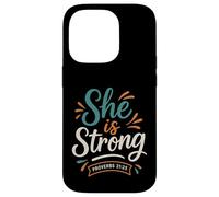 She is Strong Proverbs 31 25 - Verset biblique Vintage chrétien Coque pour iPhone 14 Pro