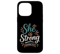 She is Strong Proverbs 31 25 - Verset biblique Vintage chrétien Coque pour iPhone 14 Pro Max