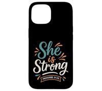 She is Strong Proverbs 31 25 - Verset biblique Vintage chrétien Coque pour iPhone 15