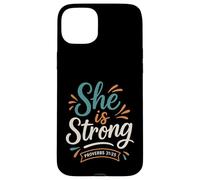 She is Strong Proverbs 31 25 - Verset biblique Vintage chrétien Coque pour iPhone 15 Plus