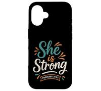 She is Strong Proverbs 31 25 - Verset biblique Vintage chrétien Coque pour iPhone 16