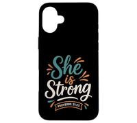 She is Strong Proverbs 31 25 - Verset biblique Vintage chrétien Coque pour iPhone 16 Plus