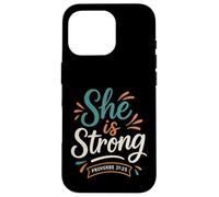 She is Strong Proverbs 31 25 - Verset biblique Vintage chrétien Coque pour iPhone 16 Pro
