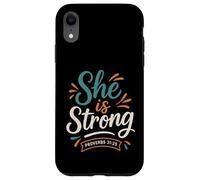She is Strong Proverbs 31 25 - Verset biblique Vintage chrétien Coque pour iPhone XR