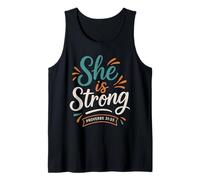 She is Strong Proverbs 31 25 - Verset biblique Vintage chrétien Débardeur