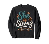 She is Strong Proverbs 31 25 - Verset biblique Vintage chrétien Sweatshirt