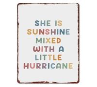 She Is Sunshine Mixed With A Little Hurricane Rustic Metal Sign Retro Distressed Wall Decor for Garage Cafe Bar Home Living Room 8 X 12 in