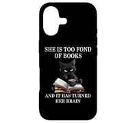 She is Too Fond of Books Funny Cat Book Coffee Books Lover Coque pour iPhone 17