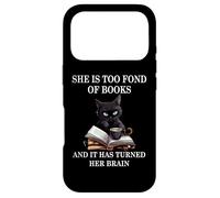 She is Too Fond of Books Funny Cat Book Coffee Books Lover Coque pour iPhone 17 Pro