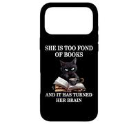 She is Too Fond of Books Funny Cat Book Coffee Books Lover Coque pour iPhone 17 Pro Max