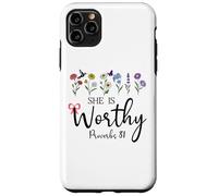 She is Worthy Proverbs 31 Christian Bible Verse God Quote Coque pour iPhone 11 Pro Max