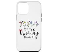 She is Worthy Proverbs 31 Christian Bible Verse God Quote Coque pour iPhone 12 Mini