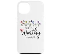 She is Worthy Proverbs 31 Christian Bible Verse God Quote Coque pour iPhone 13