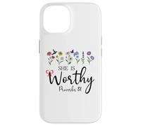 She is Worthy Proverbs 31 Christian Bible Verse God Quote Coque pour iPhone 14