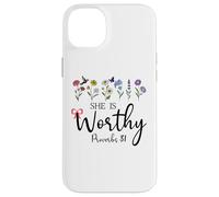 She is Worthy Proverbs 31 Christian Bible Verse God Quote Coque pour iPhone 14 Plus