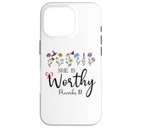 She is Worthy Proverbs 31 Christian Bible Verse God Quote Coque pour iPhone 16 Pro