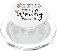 She is Worthy Proverbs 31 Christian Bible Verse God Quote PopSockets PopGrip pour MagSafe